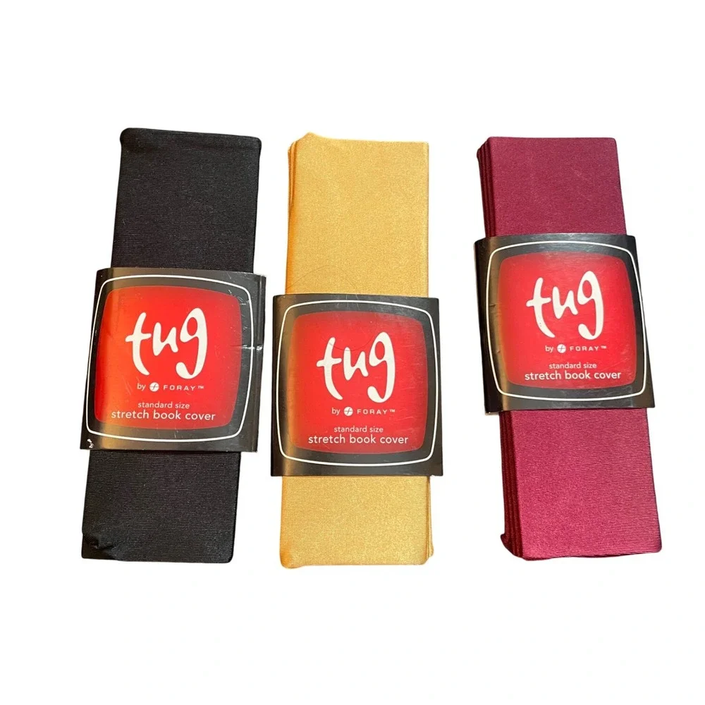 Tug by Foray Stretch Book Covers Standard Size 3 Pack Black Gold Burgundy NEW‎